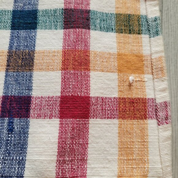 Colorful Cotton Checkered Patterned Fringed Table Runner 62x14 - Picture 3 of 4